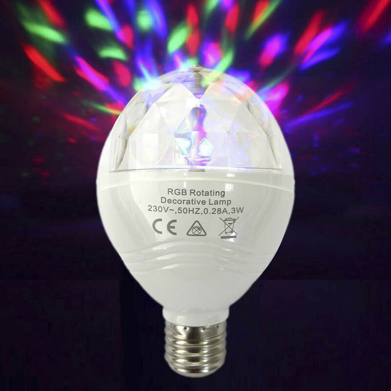 foto del prodotto lampada led rgb e27 3w multicolore rotazione a 360 8x13cm