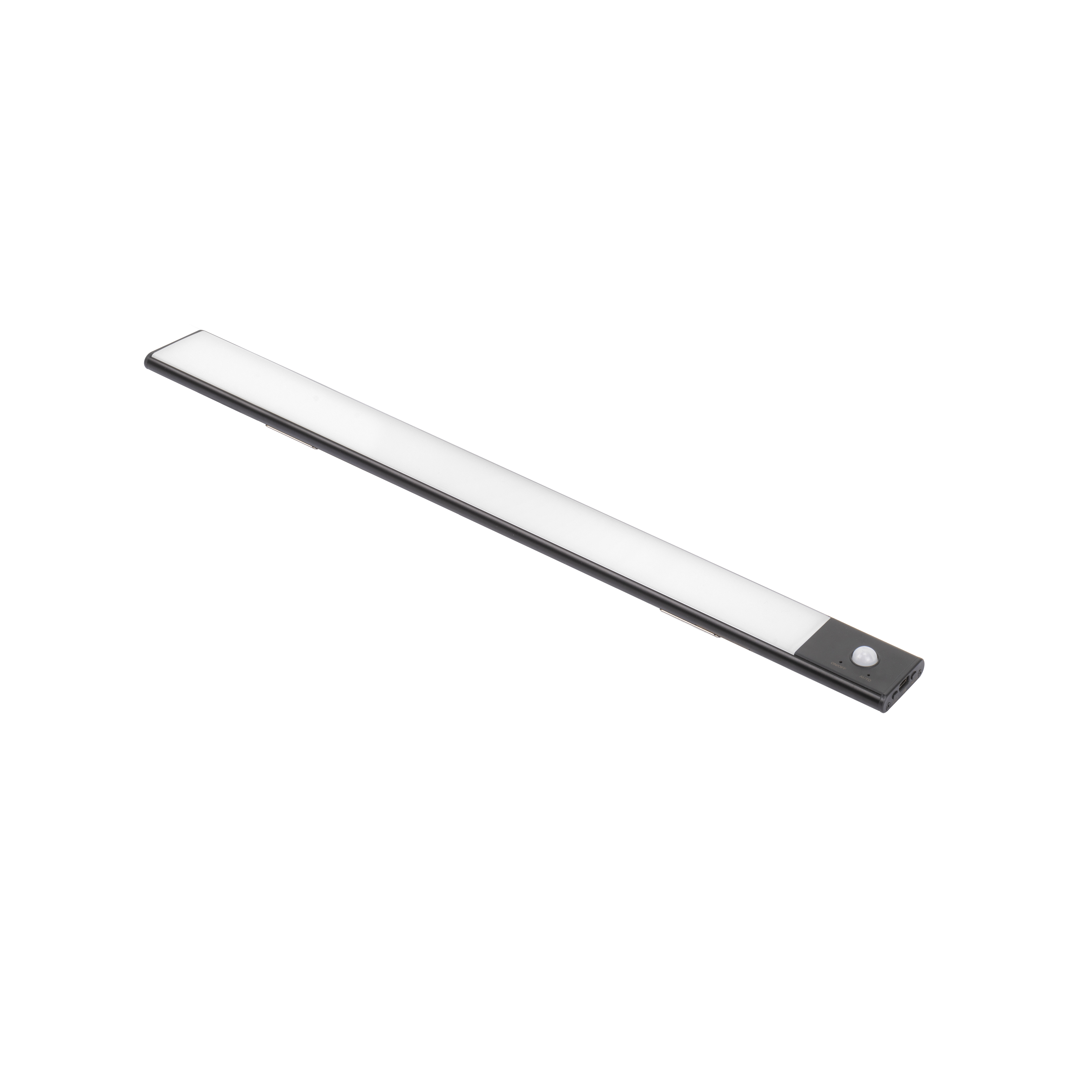 foto del prodotto lampada led ricaricabile con usb kaus black con sensore di movimento, l600mm, tecnoplastica e alluminio, verniciato nero emuca