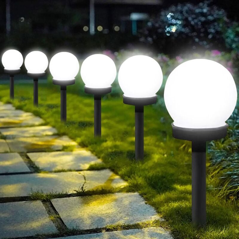 foto del prodotto lampada led rotonda, lampada solare da giardino, lampada da terra per esterni, lampada solare da giardino, lampada da esterno impermeabile 6 pezzi 