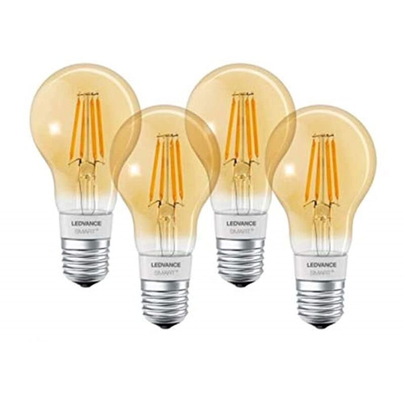 foto del prodotto lampada led smart , tecnologia bluetooth, filament oro, e27, dimmerabile, bianco caldo, 2400 k, sostituisce lampadine da 55 w, controllabili con