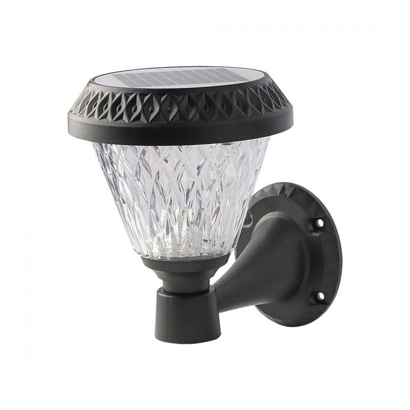 foto del prodotto lampada led solare da muro 0,8w a cono con telecomando colore nero 3in1 ip44 - v-tac