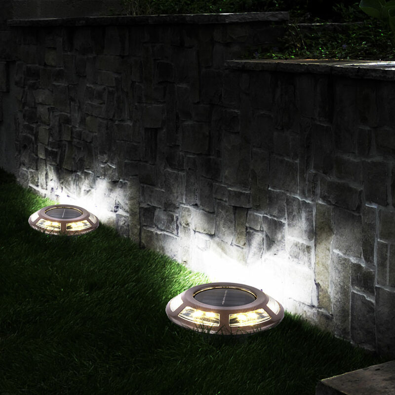 foto del prodotto lampada led solare segnapasso luce da pavimento lampada solare con batteria aa , acciaio inossidabile rame, 3200k bianco caldo, d 11 cm