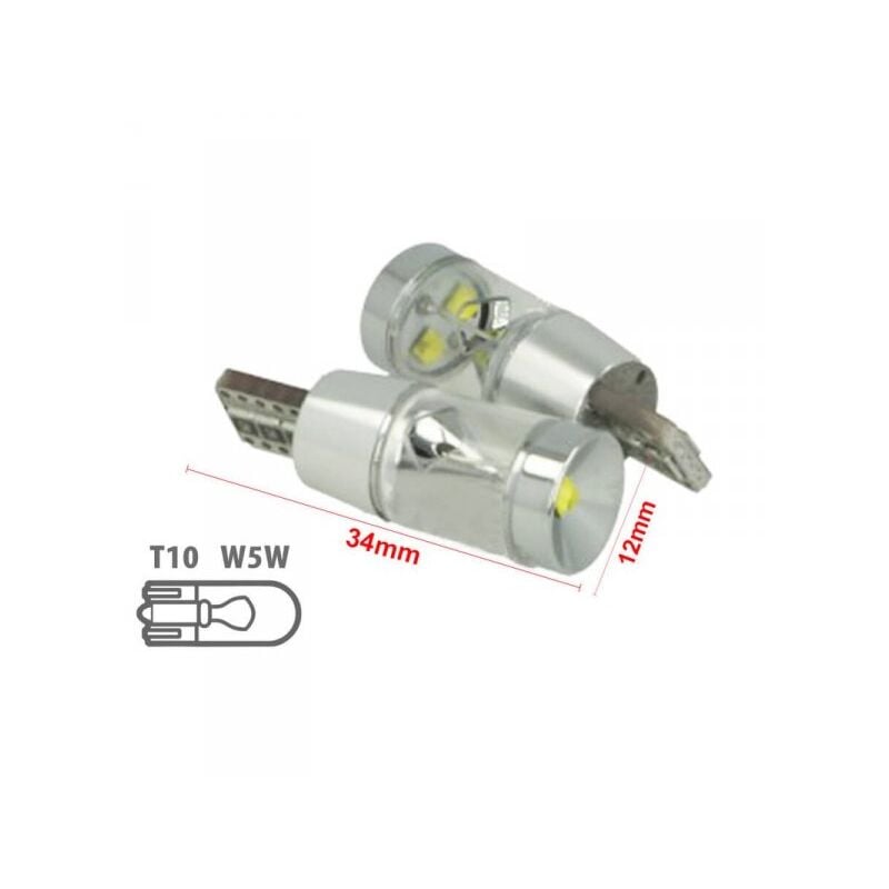 foto del prodotto lampada led t10 w5w 12v 9w canbus pro 3 cree xbd da 3w con cono riflettore bianco no errore