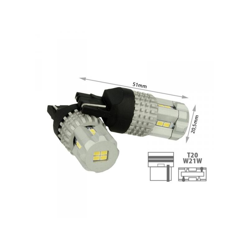 foto del prodotto lampada led t20 7440 w21w 12 smd 3020 bianco super luminoso luce diurne lancia ypsilon iveco daily vw touran audi q3
