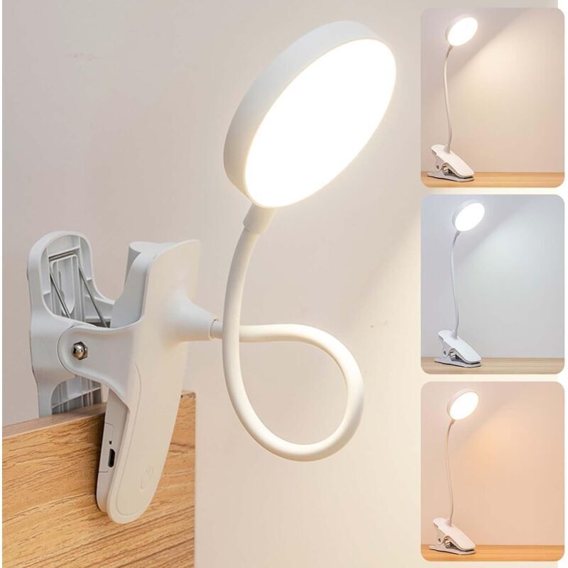 foto del prodotto lampada led usb con clip touch, 3 modalit di illuminazione, luce intensa, lampada refrattaria da ufficio, lampada da lettura, lampada da comodino,