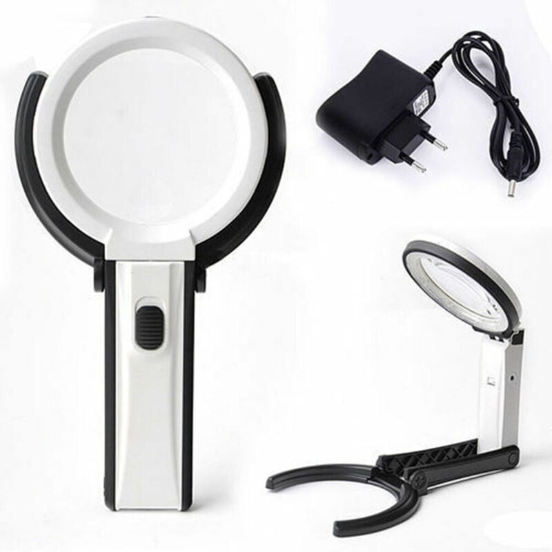 foto del prodotto lampada lente di ingrandimento da tavolo con luce 10 led portatile 90 mm a 25mm
