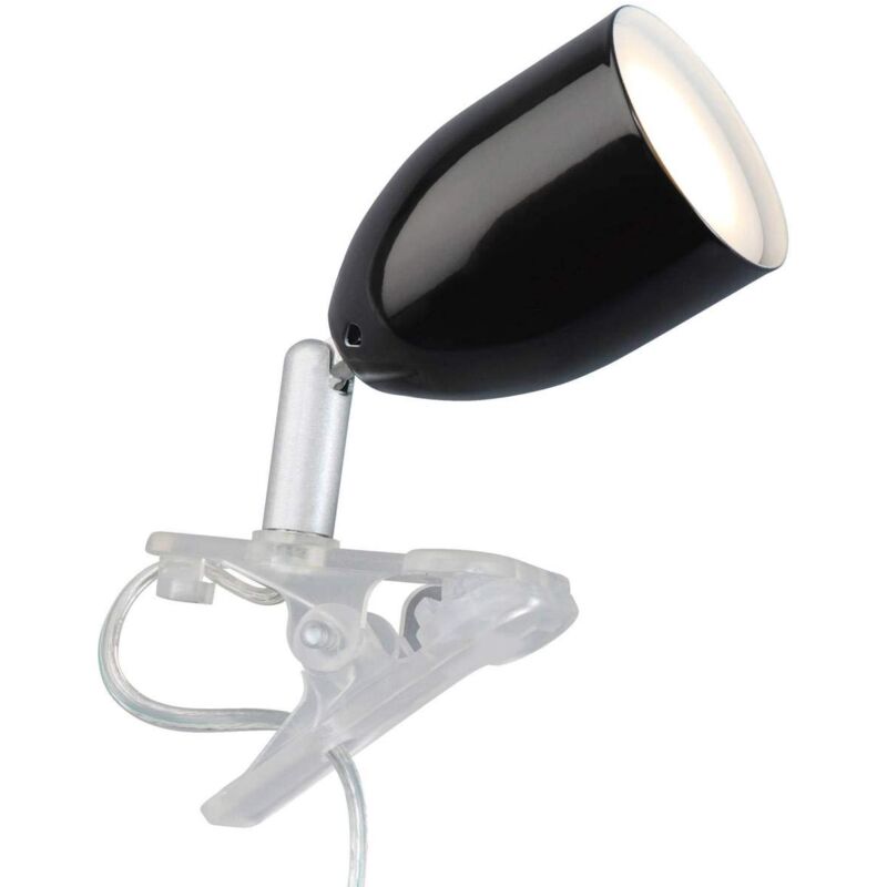 foto del prodotto lampada leo led clip lampada black 1x led par51, gu10, 3w lampada a riflettore led inclusa, 240lm, 2700k scala da a a e con interruttore a cavo