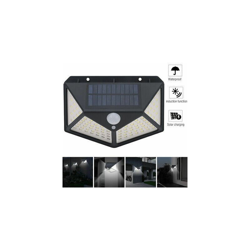 foto del prodotto lampada luce faretto faro esterno energia solare 100 led sensore movimento