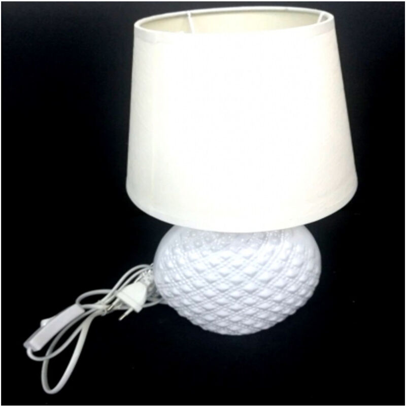 foto del prodotto lampada lume 32 cm bianco con paralume da tavolo scrivania comodino casa ufficio trade shop traesio