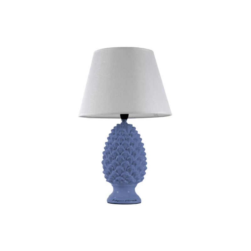 foto del prodotto lampada lumetto con design a pigna con base in colore blu 52 cm