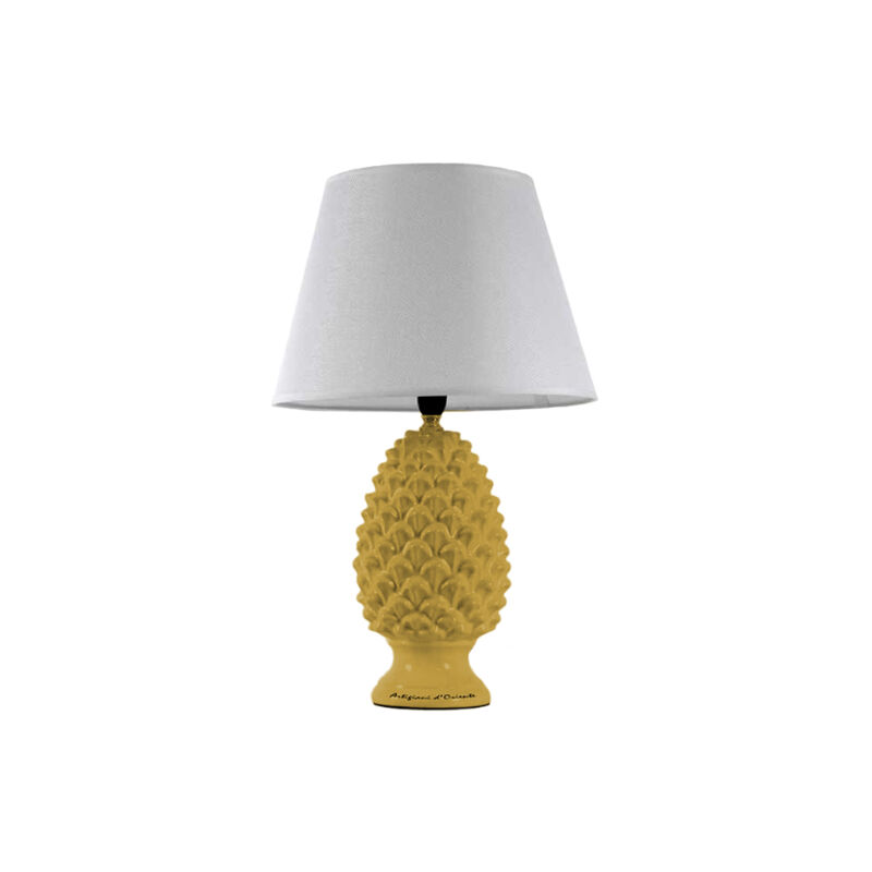 foto del prodotto lampada lumetto con design a pigna con base in colore giallo 44.5 cm