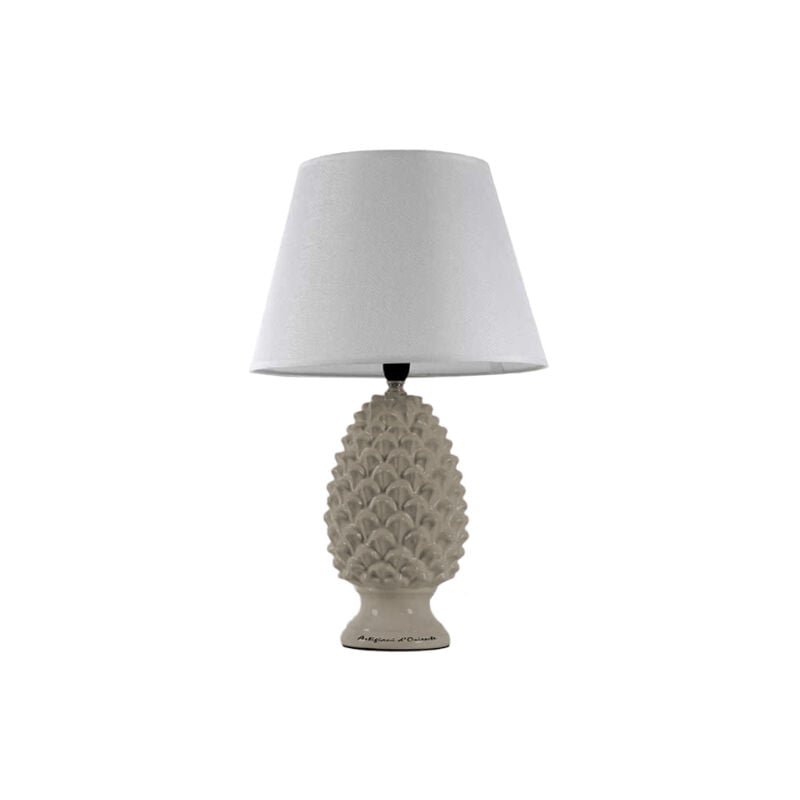 foto del prodotto lampada lumetto con design a pigna con base in colore tortora 44.5 cm