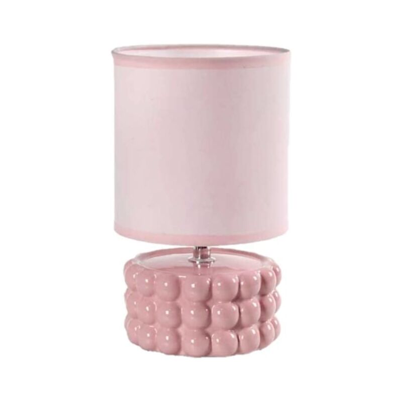 foto del prodotto lampada lumetto da tavolo con base in ceramica effetto bubble 15x25 cm rosa