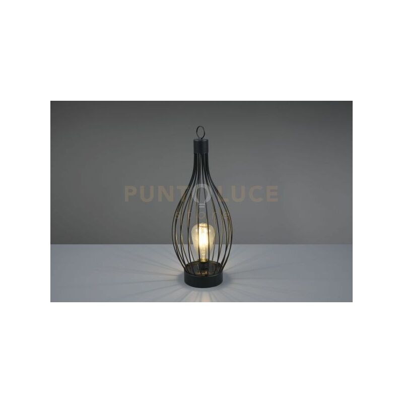 foto del prodotto lampada mairana led ricaricabile con sensore crepuscolare ip44 h.43,5cm nera r55306132