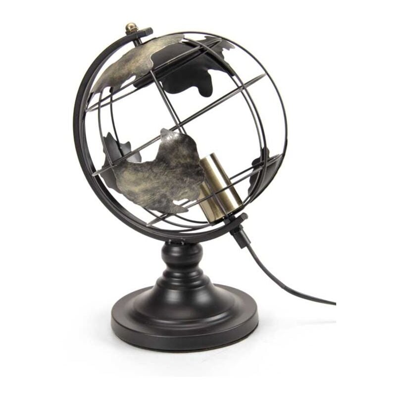 foto del prodotto lampada mappamondo con struttura in metallo 24x24x35 cm colore nero maury s