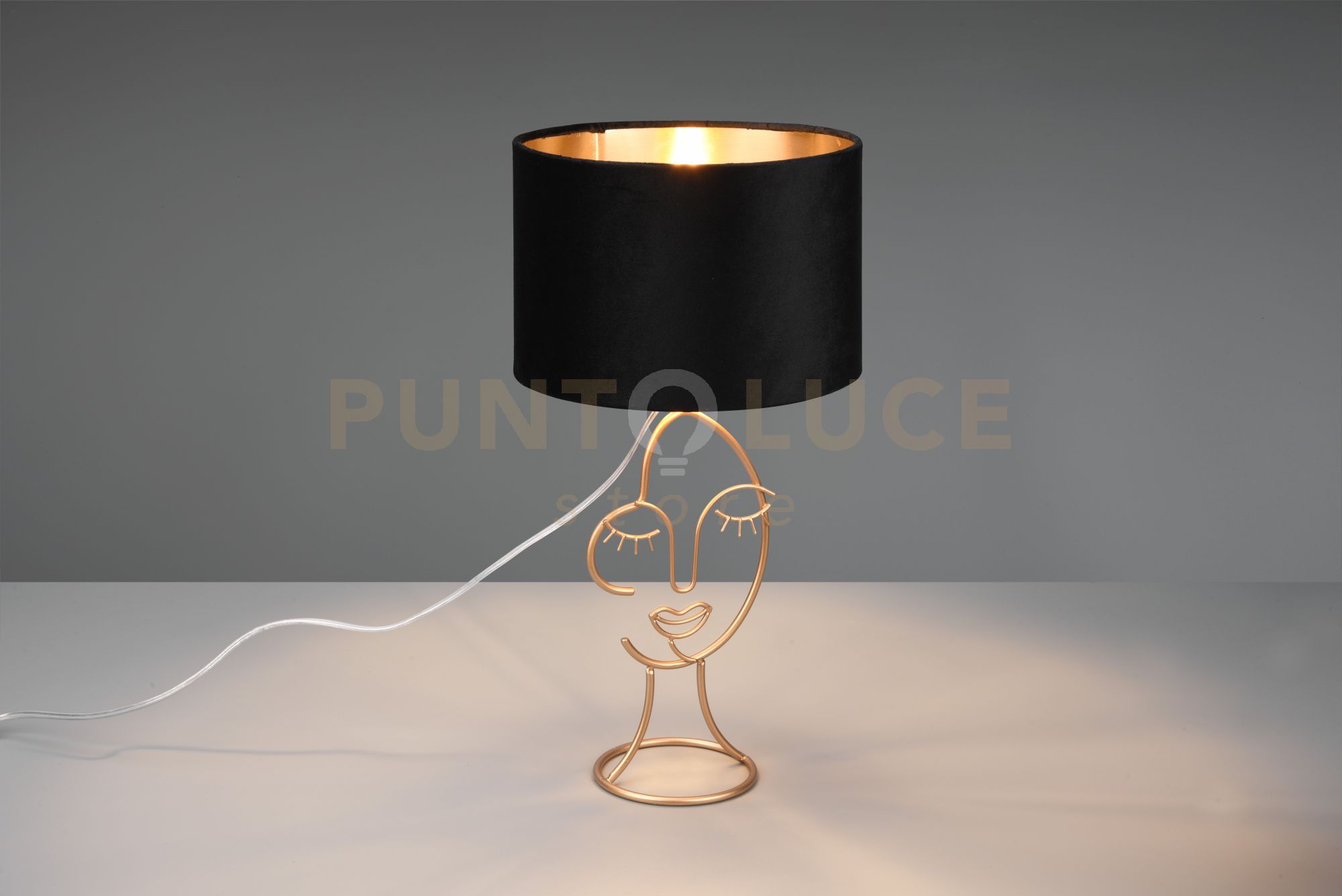 foto del prodotto lampada mary con paralume velluto nero e oro h.45,5cm metallo nero r51221002