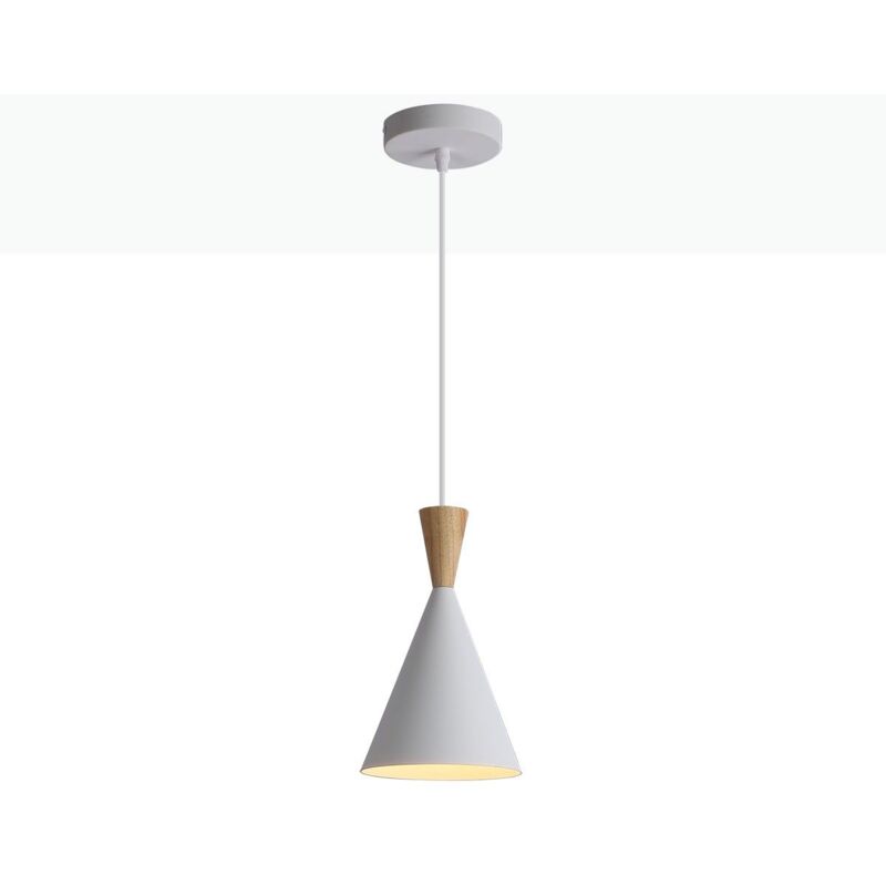 foto del prodotto lampada nordica a sospensione in metallo e legno exan 