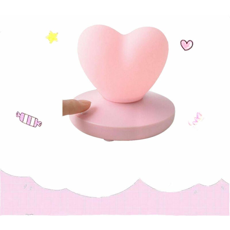 foto del prodotto lampada notturna 8 led cuore da tavolo batteria usb gomma morbida luce te b0104