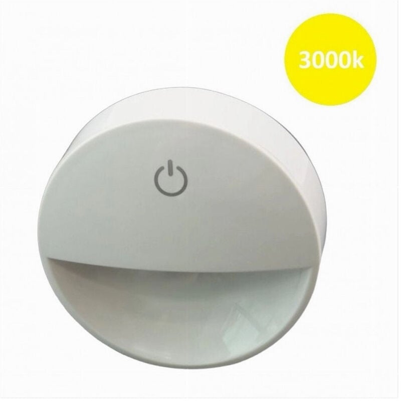 foto del prodotto lampada notturna con spina accensione touch punto luce led tonda bianco xgcmd-001 - -bianco caldo - - trade shop traesio
