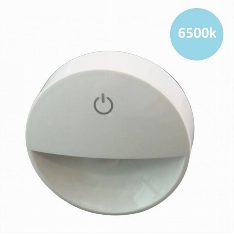 foto del prodotto lampada notturna con spina accensione touch punto luce led tonda bianco xgcmd-001 - -bianco freddo - - trade shop traesio