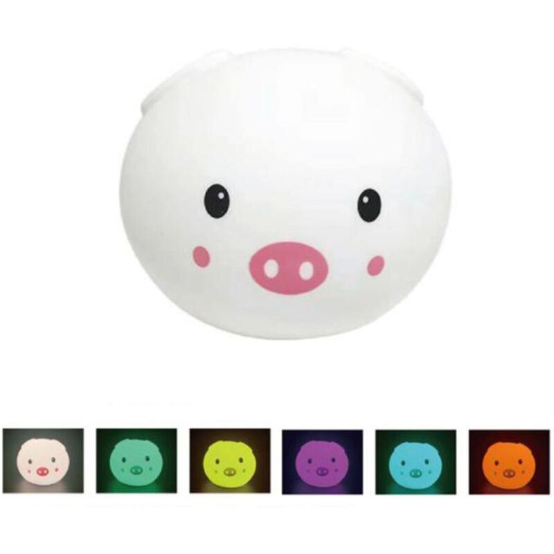 foto del prodotto lampada notturna da tavolo per bambini morbida silicone rgb touch led maialino