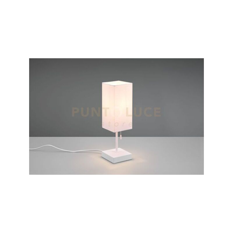foto del prodotto lampada ole con interruttore a corda e doppia porta usb h.30cm paralume bianco colore bianca r51061031