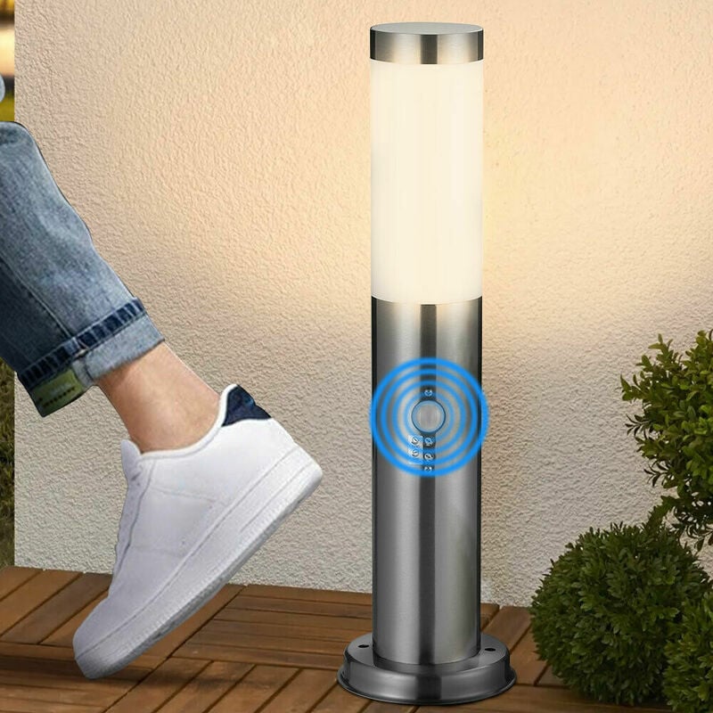 foto del prodotto lampada paletto luce giardino sensore movimento pir illuminazione esterno 45cm