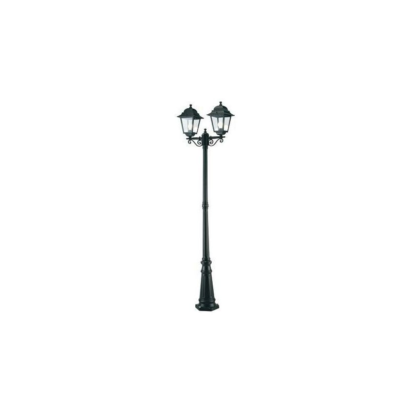 foto del prodotto lampada palo alto due luci per giardino colore nero da esterno linea quadrata sovil