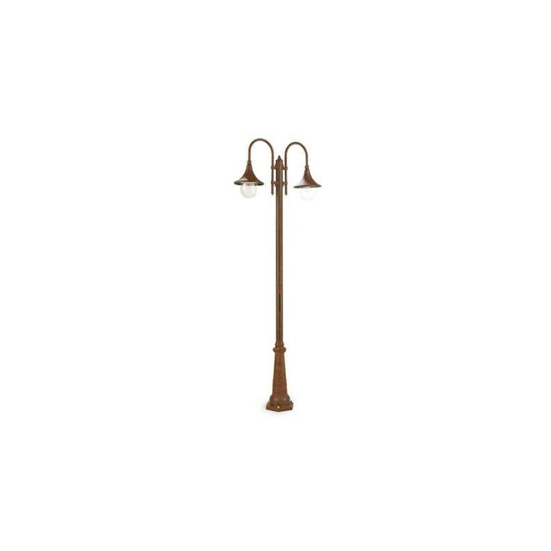 foto del prodotto lampada palo due luci per giardino colore ruggine per esterno linea deluxe livos
