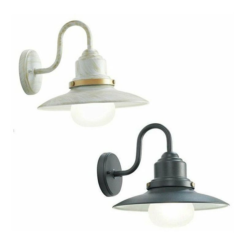 foto del prodotto lampada parete applique esterno discendente acciaio illuminazione fisher sovil colore bianco oro