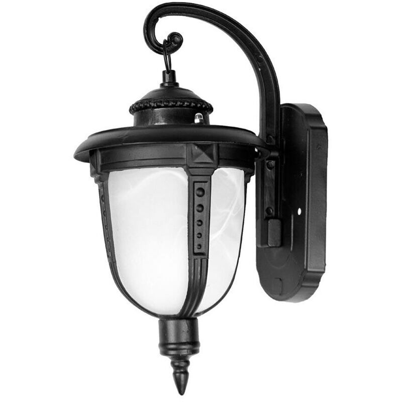 foto del prodotto lampada parete lanterna esterno giardino applique muro vintage nera 60w e27 a3 s