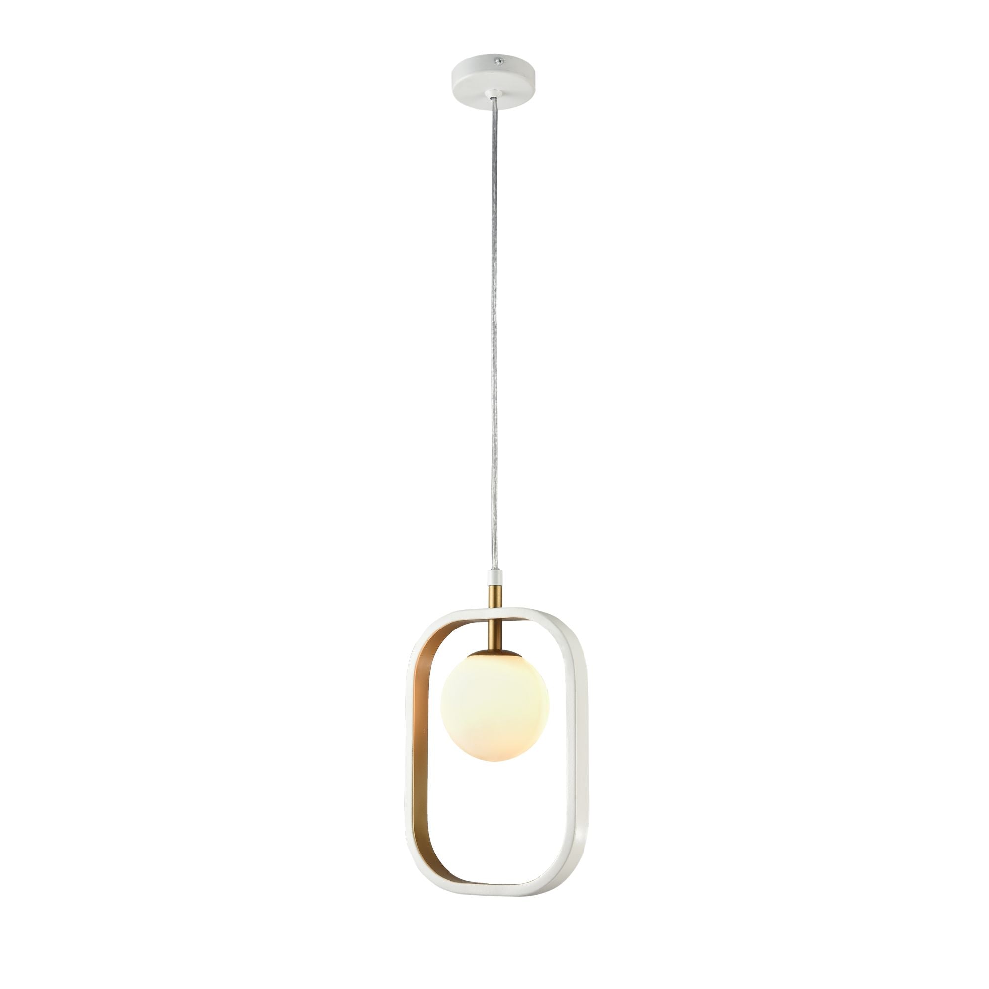 foto del prodotto lampada pendente modern in metallo avola bianco con oro