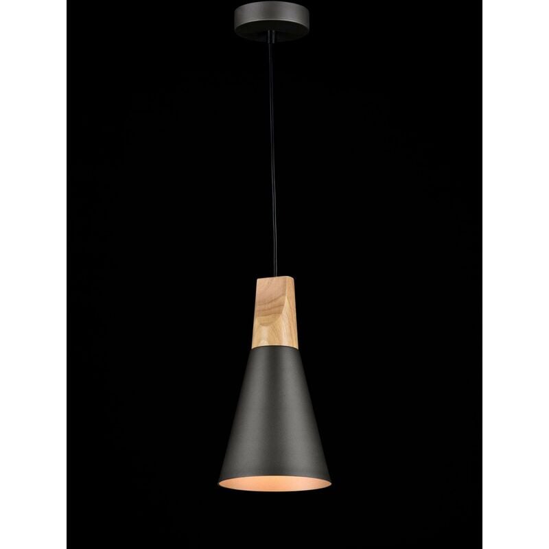 foto del prodotto lampada pendente pendant in metallo e legno bicones grigio