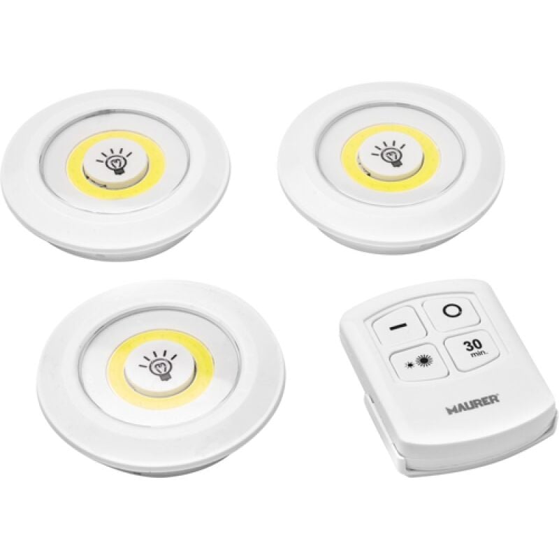 foto del prodotto lampada per armadi set 3 luci con telecomando a batteria maurer