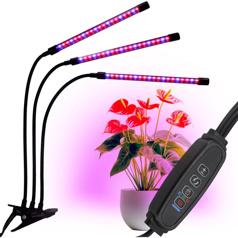 foto del prodotto lampada per crescita piante a led 60 diodi timer 24 w per coltivazione piante domestiche con alimentatore