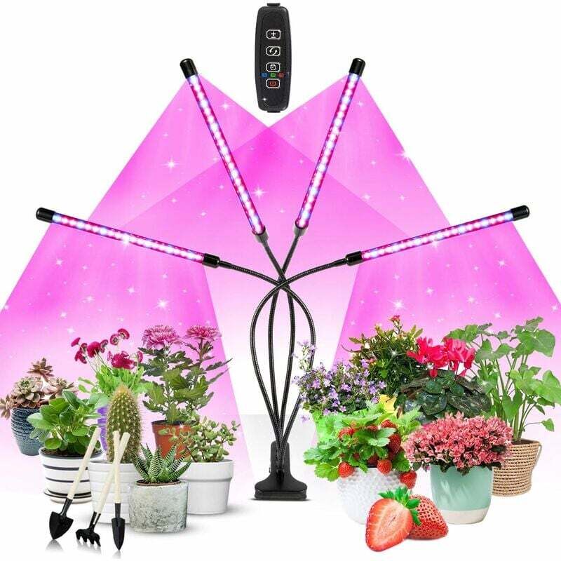 foto del prodotto lampada per piante, 80 led coltiva la luce lampada per orticoltura a led per piante con lampada a 4 teste, coltiva lo spettro completo con