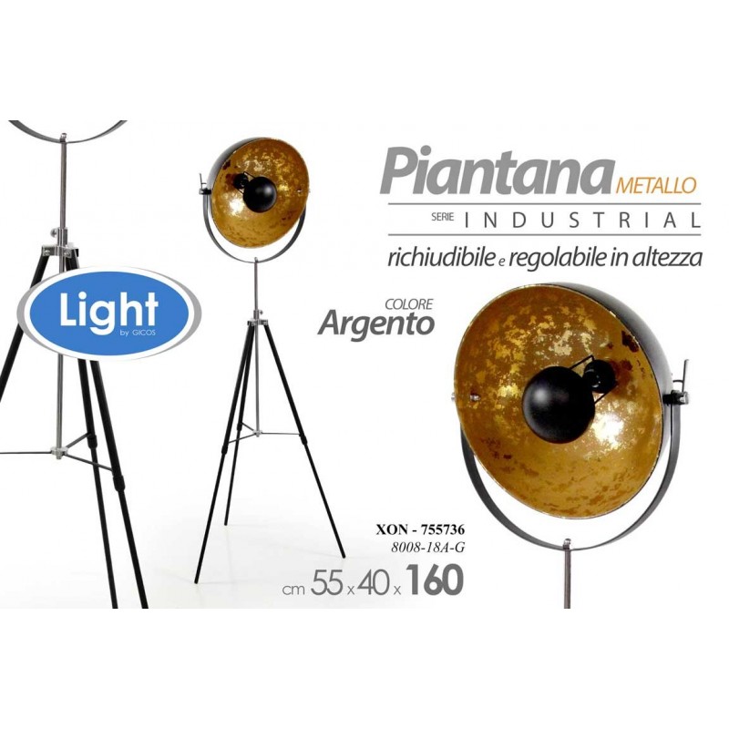 foto del prodotto lampada piantana moderna da terra regista industrial oro