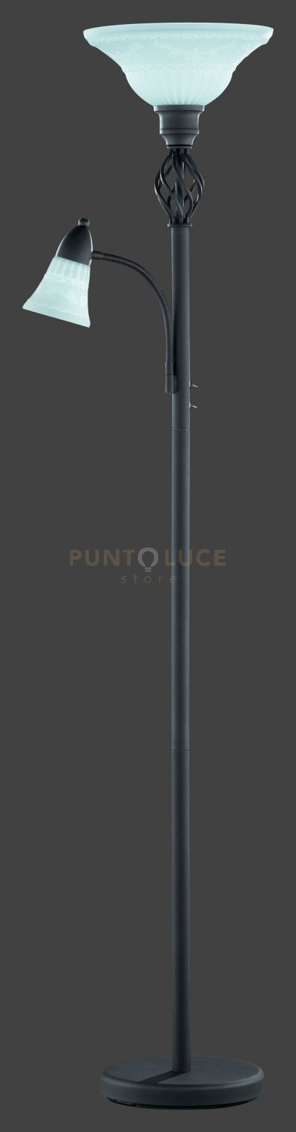 foto del prodotto lampada piantana terra pigna 2 vetri 10w rustica gd trio