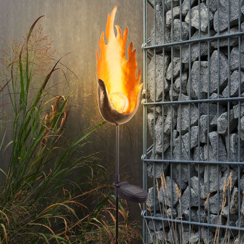foto del prodotto lampada plug in per esterni a led solare decorazione del giardino lampada a sfera in vetro con punta a terra effetto fuoco fiamma