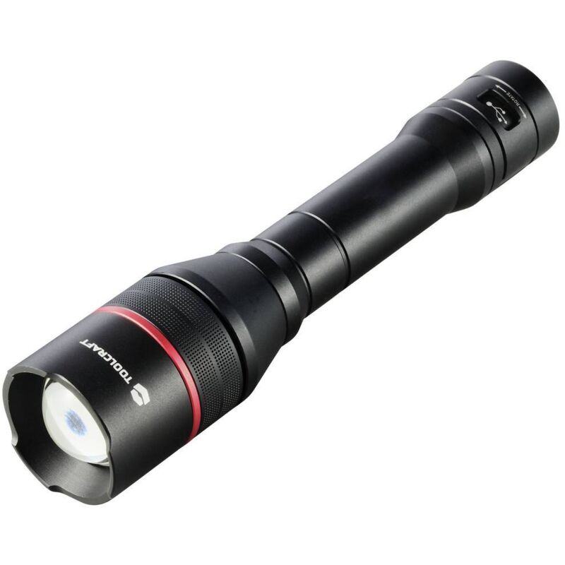foto del prodotto lampada portatile regolabile, interfaccia usb, con modalit strobo a batteria ricaricabile 3500 lm 7 h 397 g toolcraft