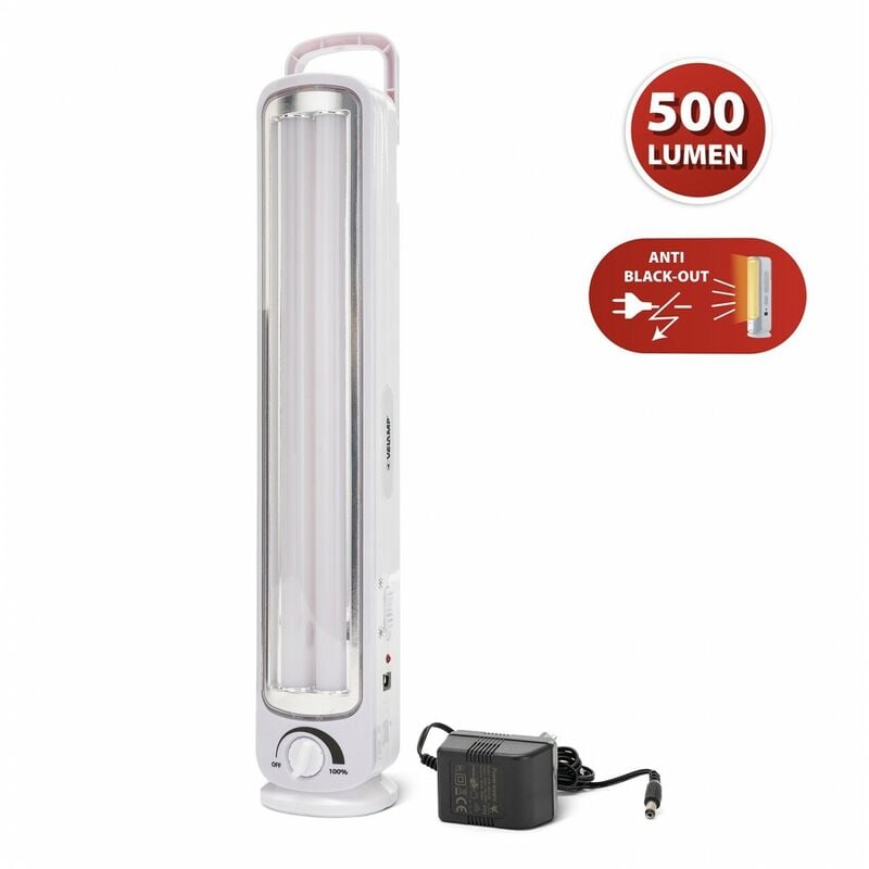 foto del prodotto lampada portatile ricaricabile anti interruzione di corrente 2 tubi led 500 lm