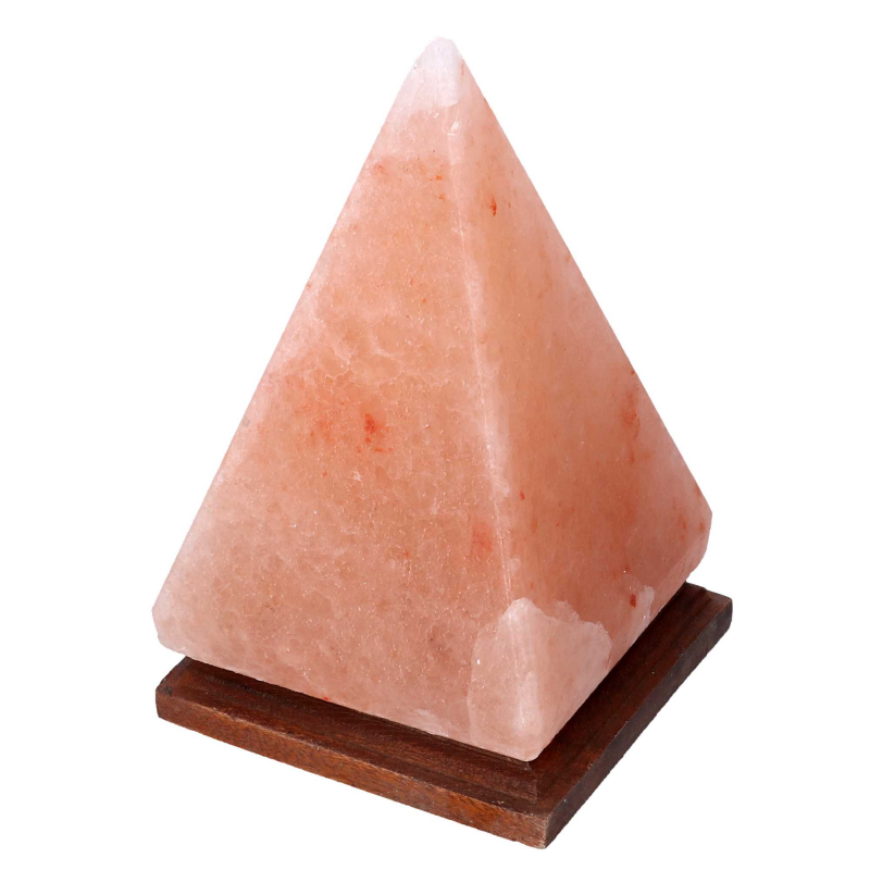foto del prodotto lampada sale base legno piramide cm13x13h22