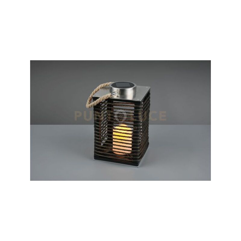 foto del prodotto lampada santana led ricaricabile con sensore crepuscolare ip44 28cm nera effetto fiamma r55346132