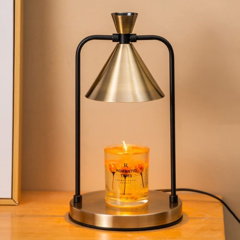 foto del prodotto lampada scaldacandele con dimmer, timer 2h, 4h e 8h, luce di candela dimmerabile, adatta a candele piccole e grandi, con 2 lampadine da 35 w