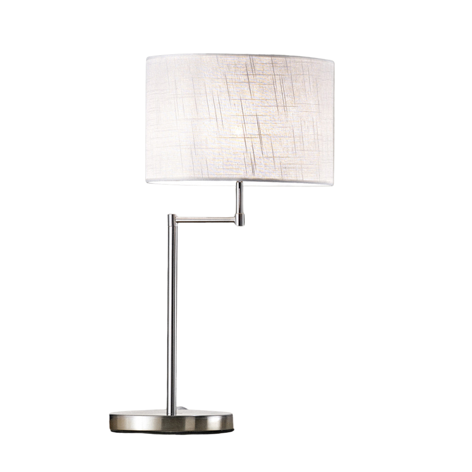 foto del prodotto lampada scrivania contemp round hotel metallo cromo tessuto bianco 1 luce e27