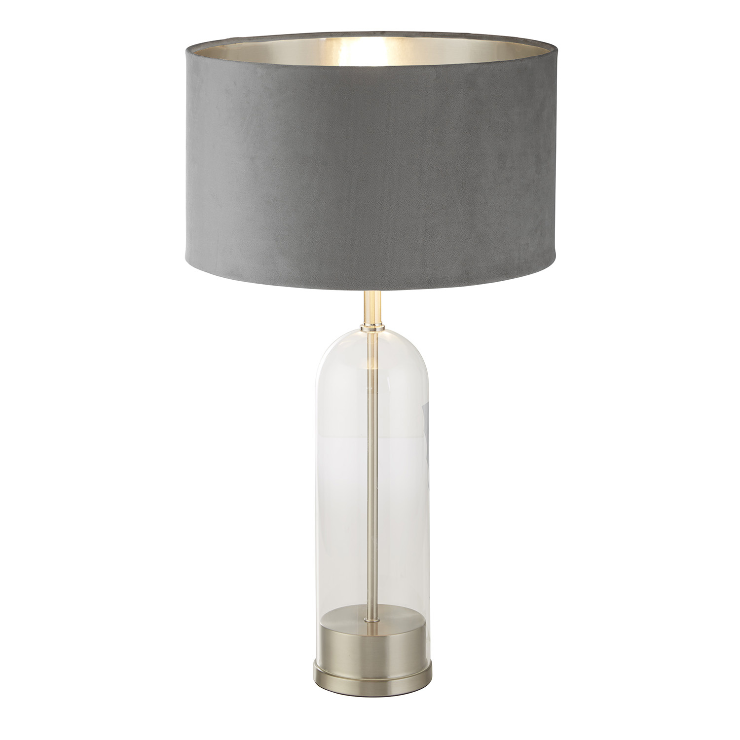 foto del prodotto lampada scrivania contemporanea oxford acciaio ottone tessuto grigio 1 luce e27