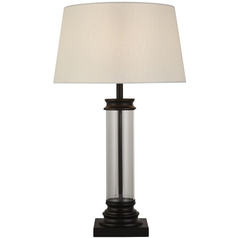 foto del prodotto lampada scrivania contemporanea pedestal acciaio nero vetro bianco 1 luce e27