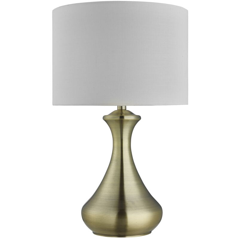 foto del prodotto lampada scrivania contemporanea tocco acciaio ottone tessuto bianco 1 luce e14
