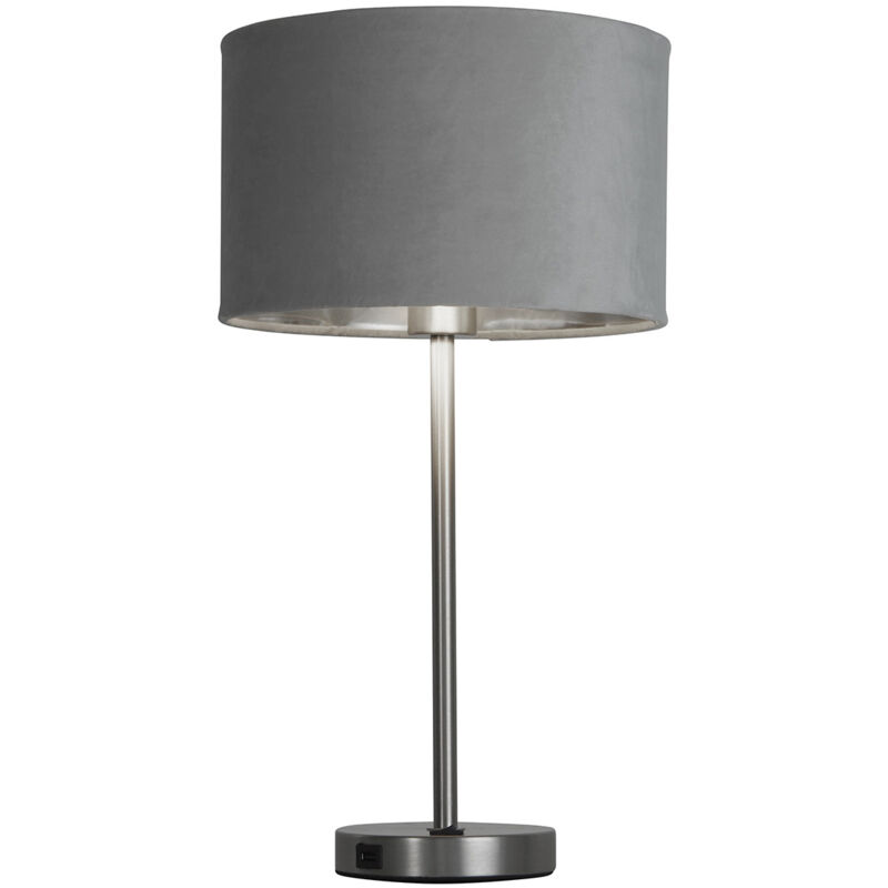 foto del prodotto lampada scrivania finlandese metallo nichel velluto grigio usb 1 luce e27