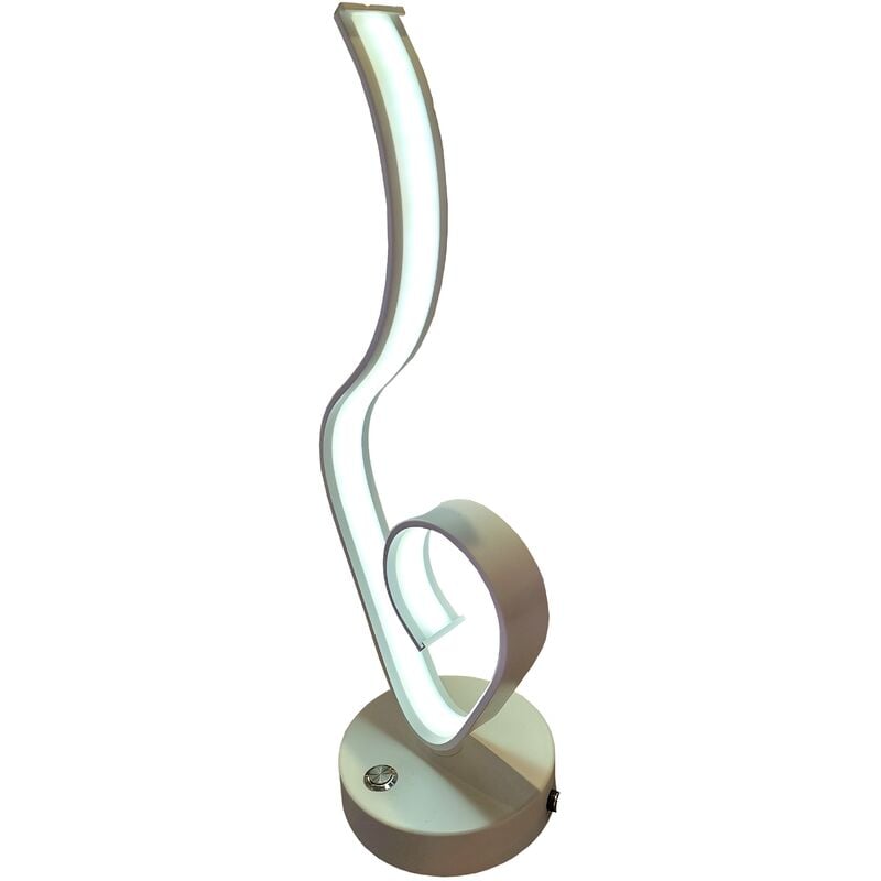 foto del prodotto lampada scrivania led 10w lume tavolo bianco moderno cuore onda luce comodino fredda bianca 6500k
